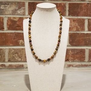 Tiger Eye Round Beaded Necklace